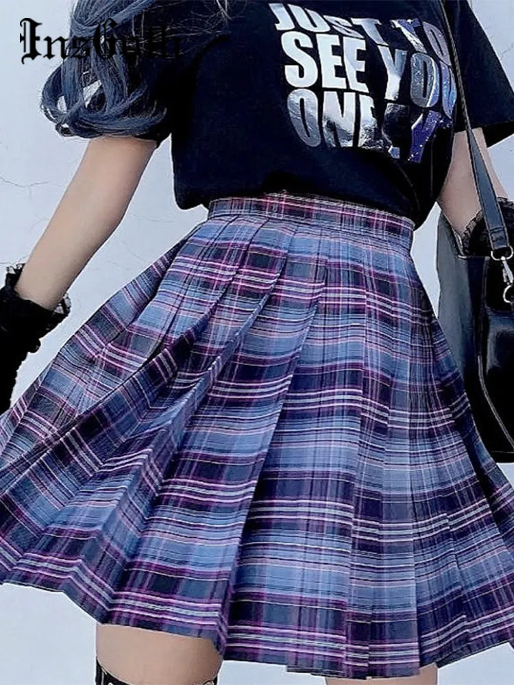 High Waist Purple Plaid