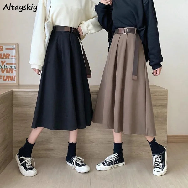 Midi Solid Skirts