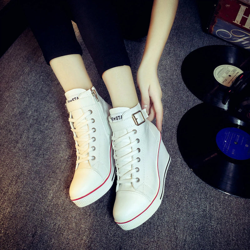 High Heel Top Canvas Sneakers