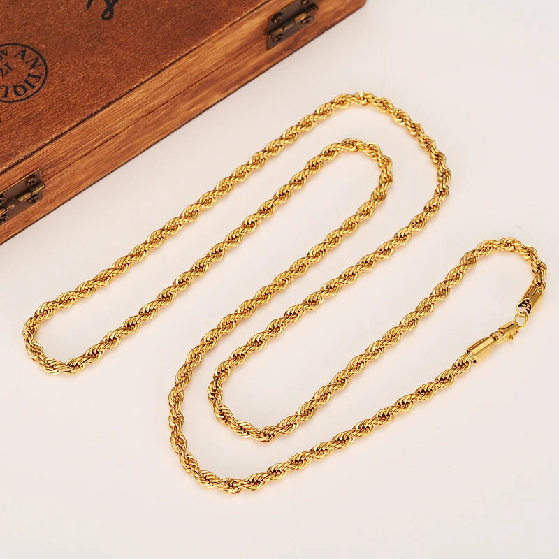 24k Gold Twisted Gold Rope Chain