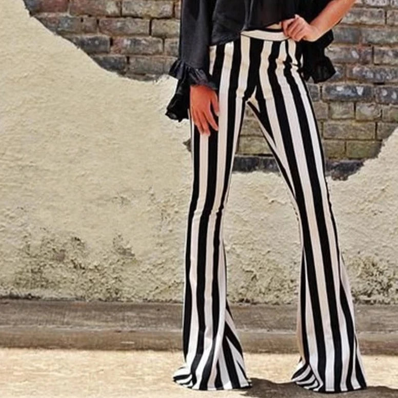 Elegant Black Vertical Striped Pants