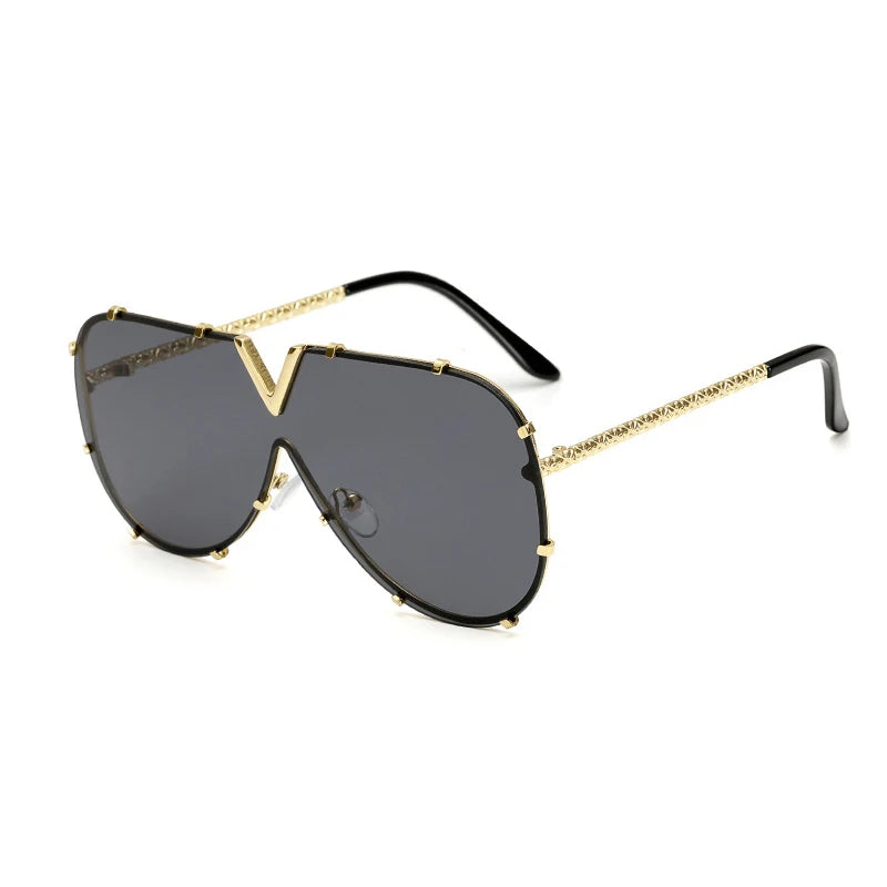 Oversized Rimless Sunglasses with Mirror Lens