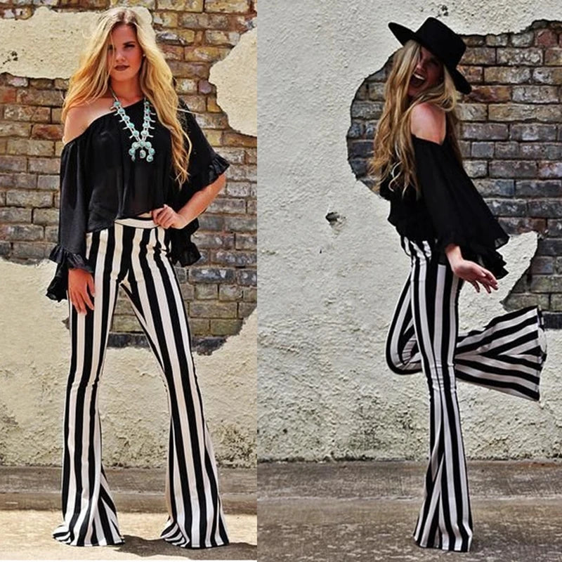 Elegant Black Vertical Striped Pants