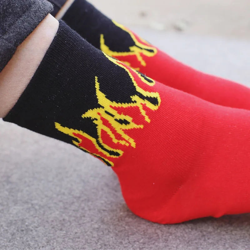 Red Flame Pattern Cotton Socks