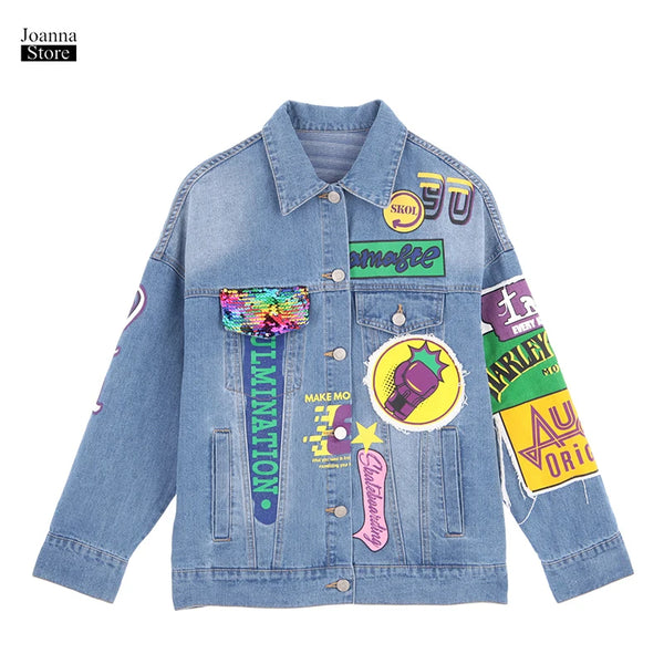 Embroidery Harajuku Patch Plus Size Jacket