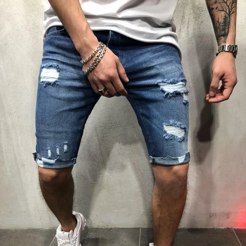 Breathable Ripped Denim Shorts