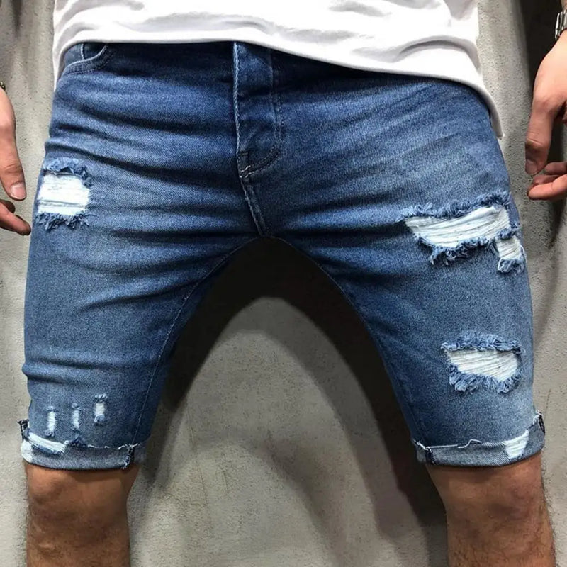 Breathable Ripped Denim Shorts