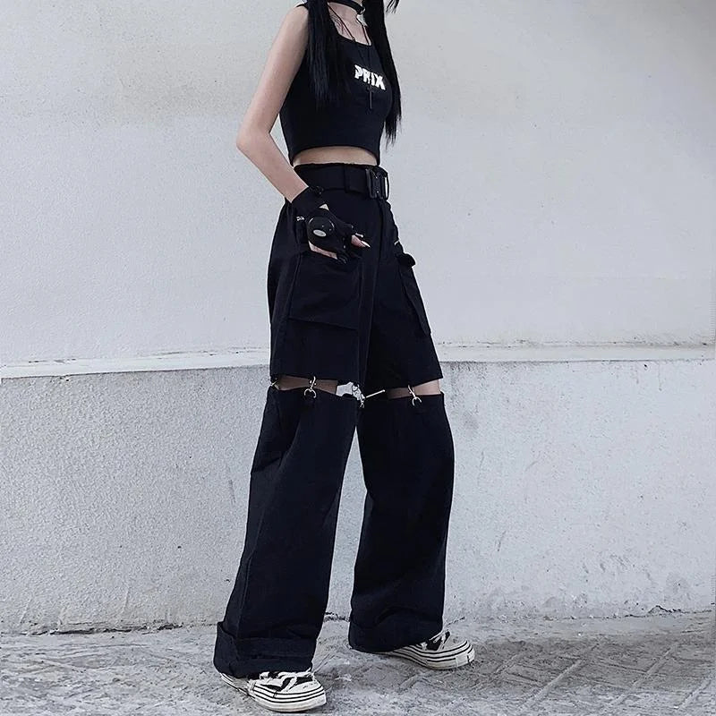 Oversize Hollow Out Wide Leg Pants