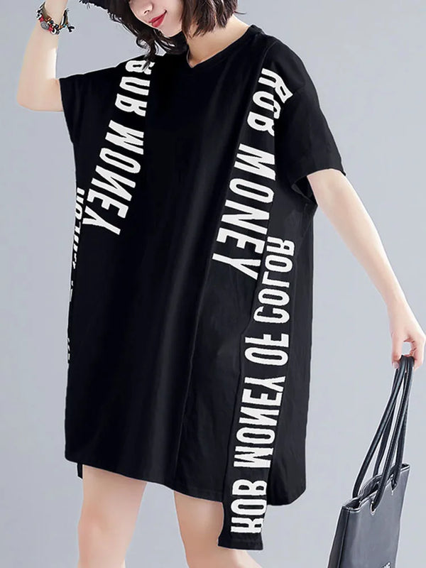 Letter Printed Bat T-shirt Dress