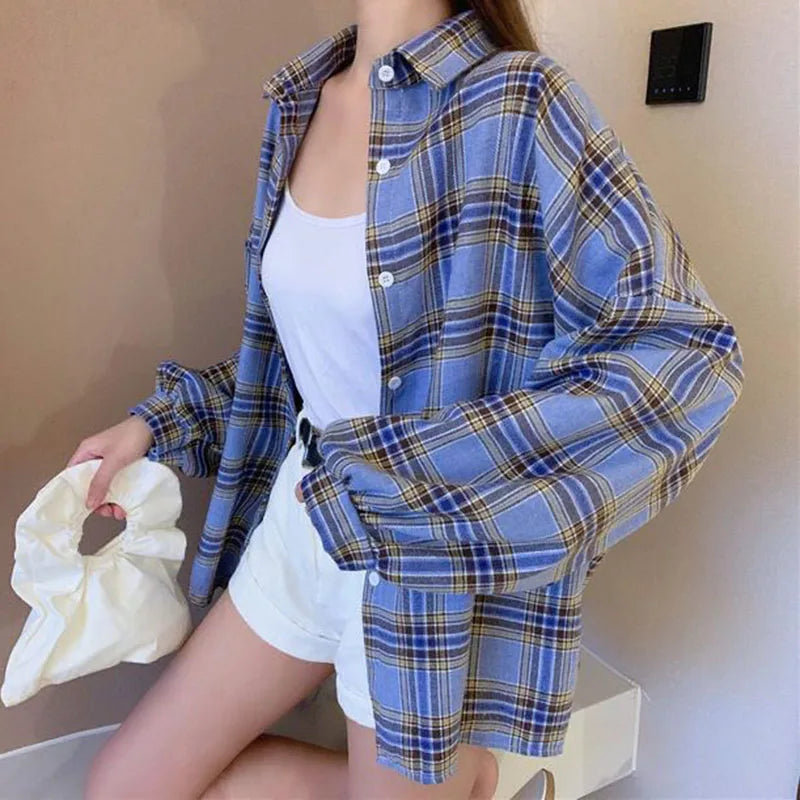 Y2K Retro Oversized Plaid Shirt