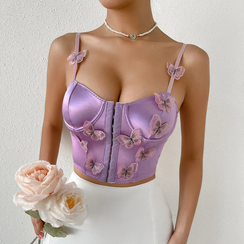 Butterfly Decal With Underwire Halter Vest