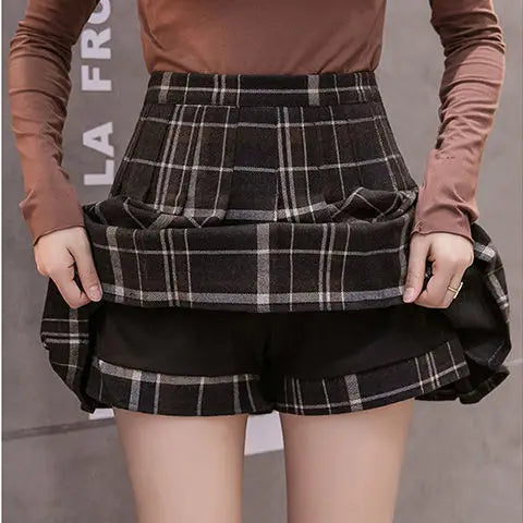 Sweet Korean Style Plaid Skirt