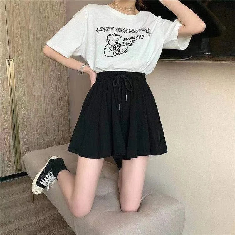 Black Loose Drawstring Shorts